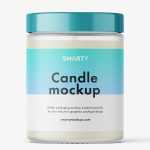Candle in frosted glass jar mockup