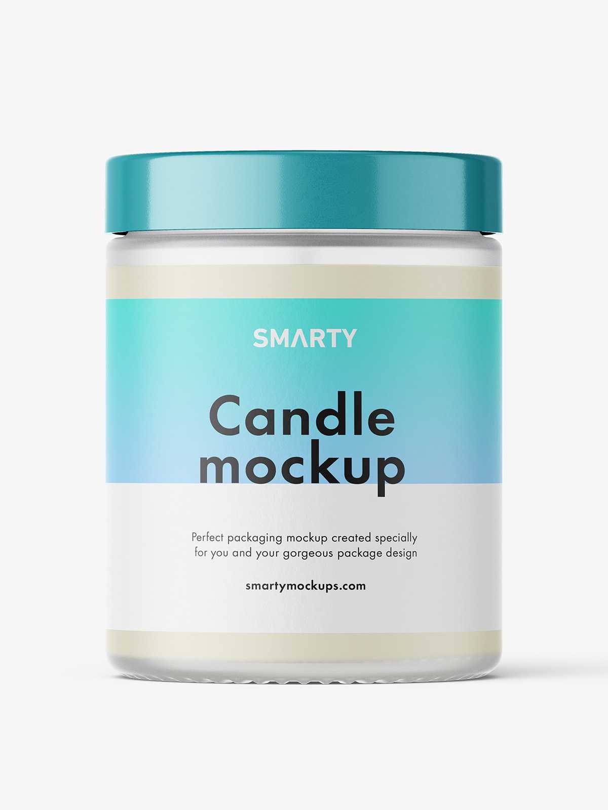Candle in frosted glass jar mockup
