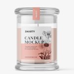 Candle in glass jar mockup