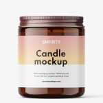 Candle in glass jar mockup / amber