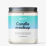 Candle in glass jar mockup / clear