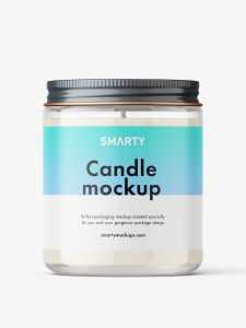Candle in glass jar mockup / clear