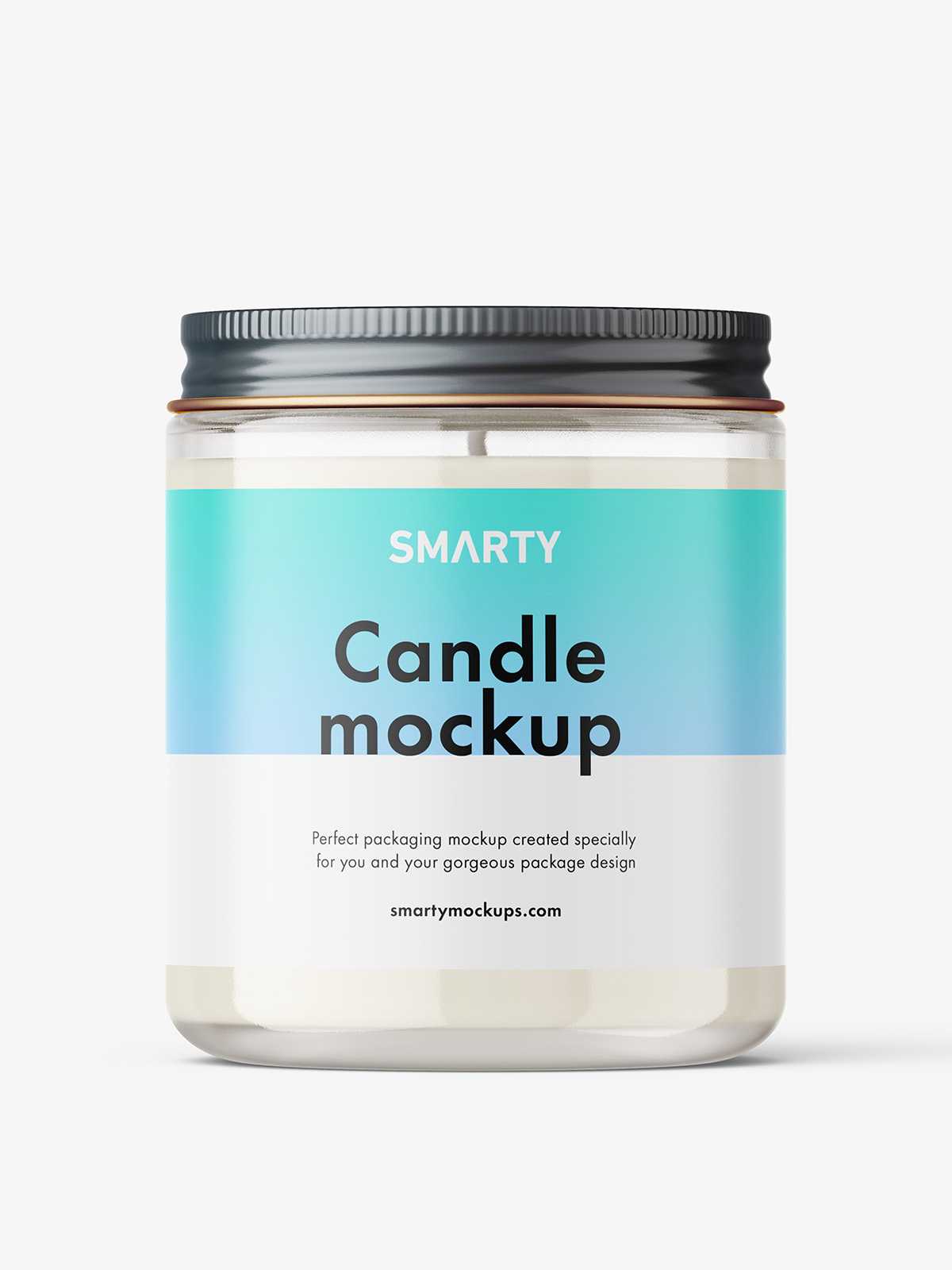 Candle in glass jar mockup / clear