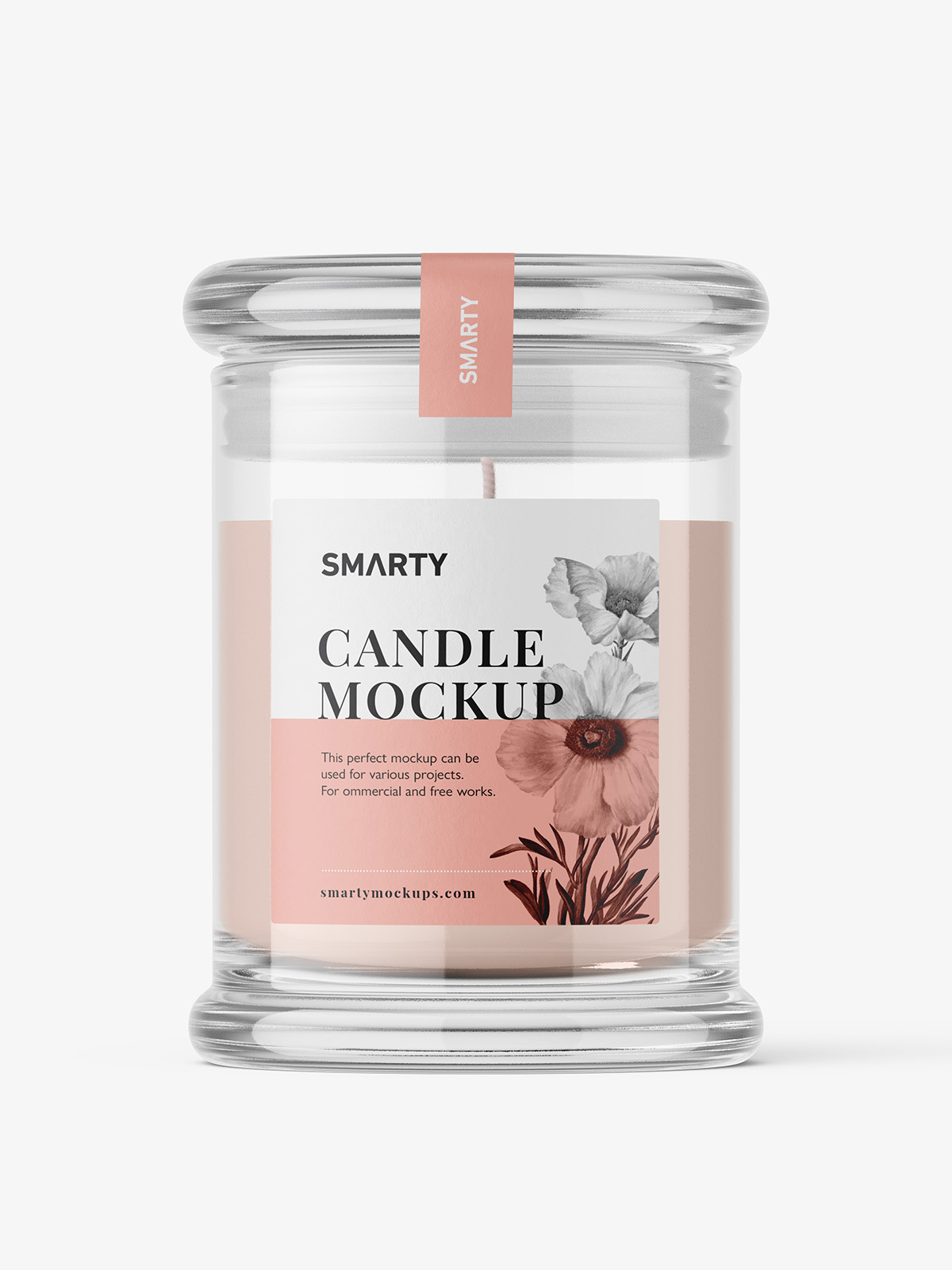 Candle in glass jar mockup