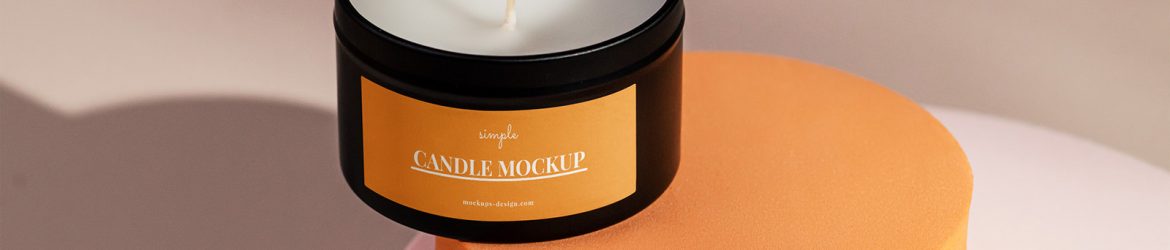 Candle in the black jar mockup