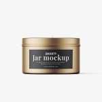 Candle in tin jar mockup
