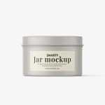 Candle in tin jar mockup