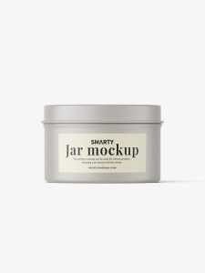 Candle in tin jar mockup