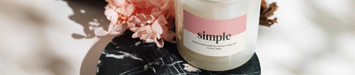 Candle on the marble tile mockup