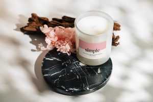 Candle on the marble tile mockup