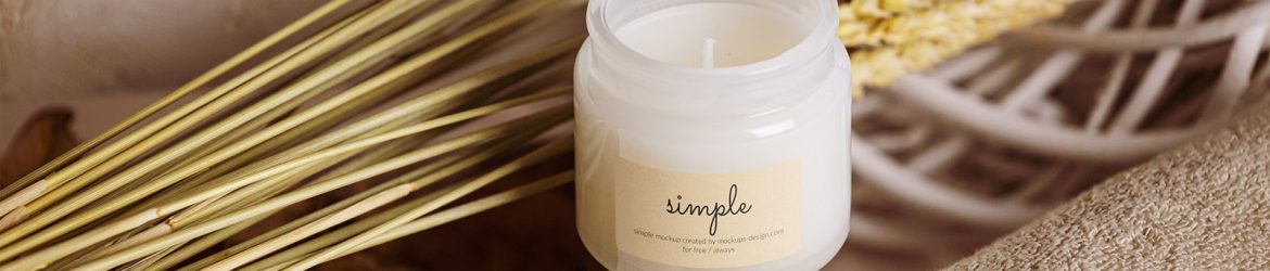 Candle on white crate mockup