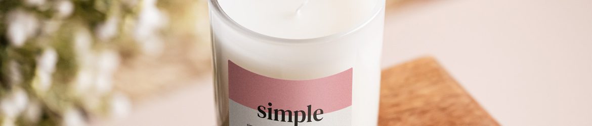 Candle on wooden crate mockup