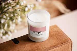 Candle on wooden crate mockup