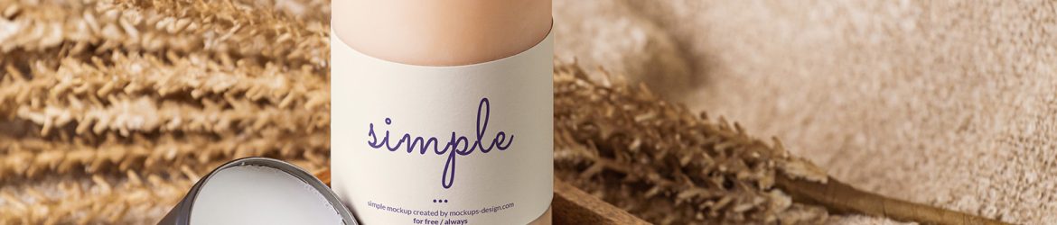 Candle with aromatherapy elements mockup