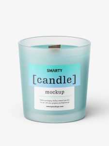 Candle with wooden wick mockup / frosted