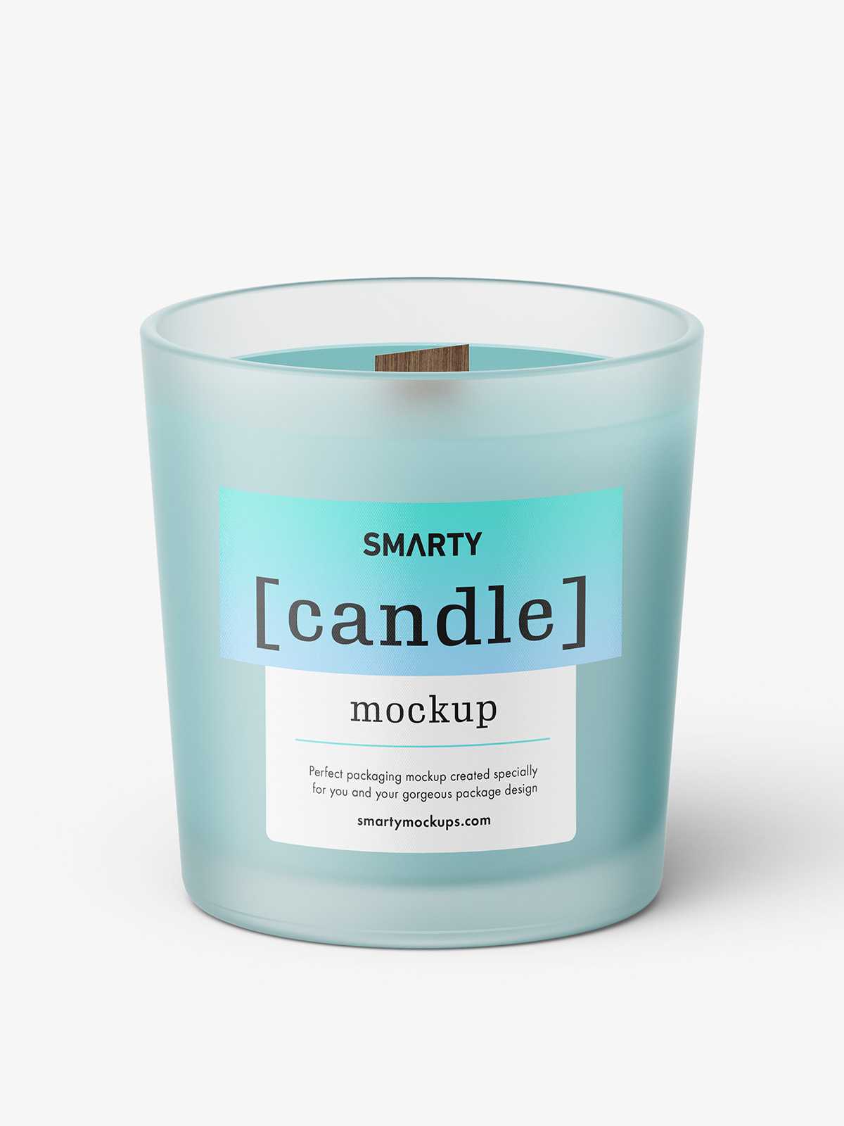 Candle with wooden wick mockup / frosted