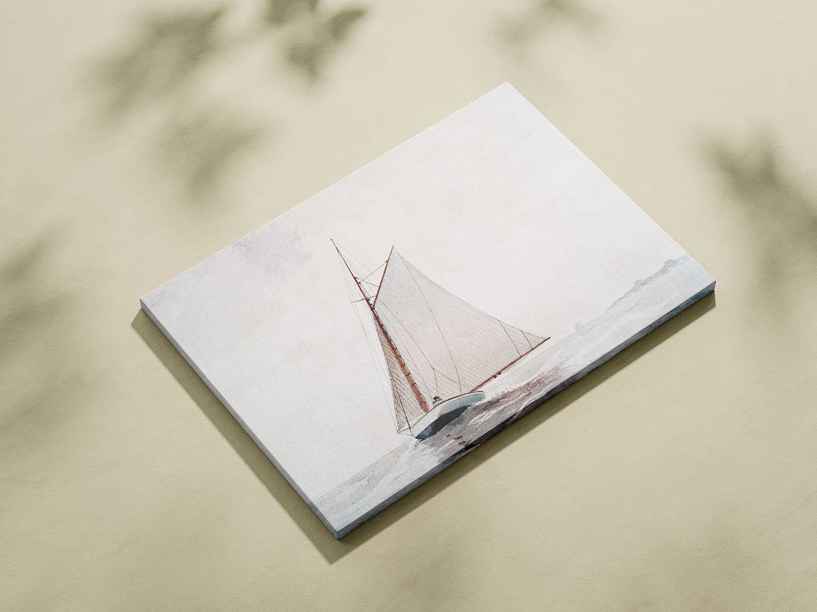 Canvas on shaded wall mockup