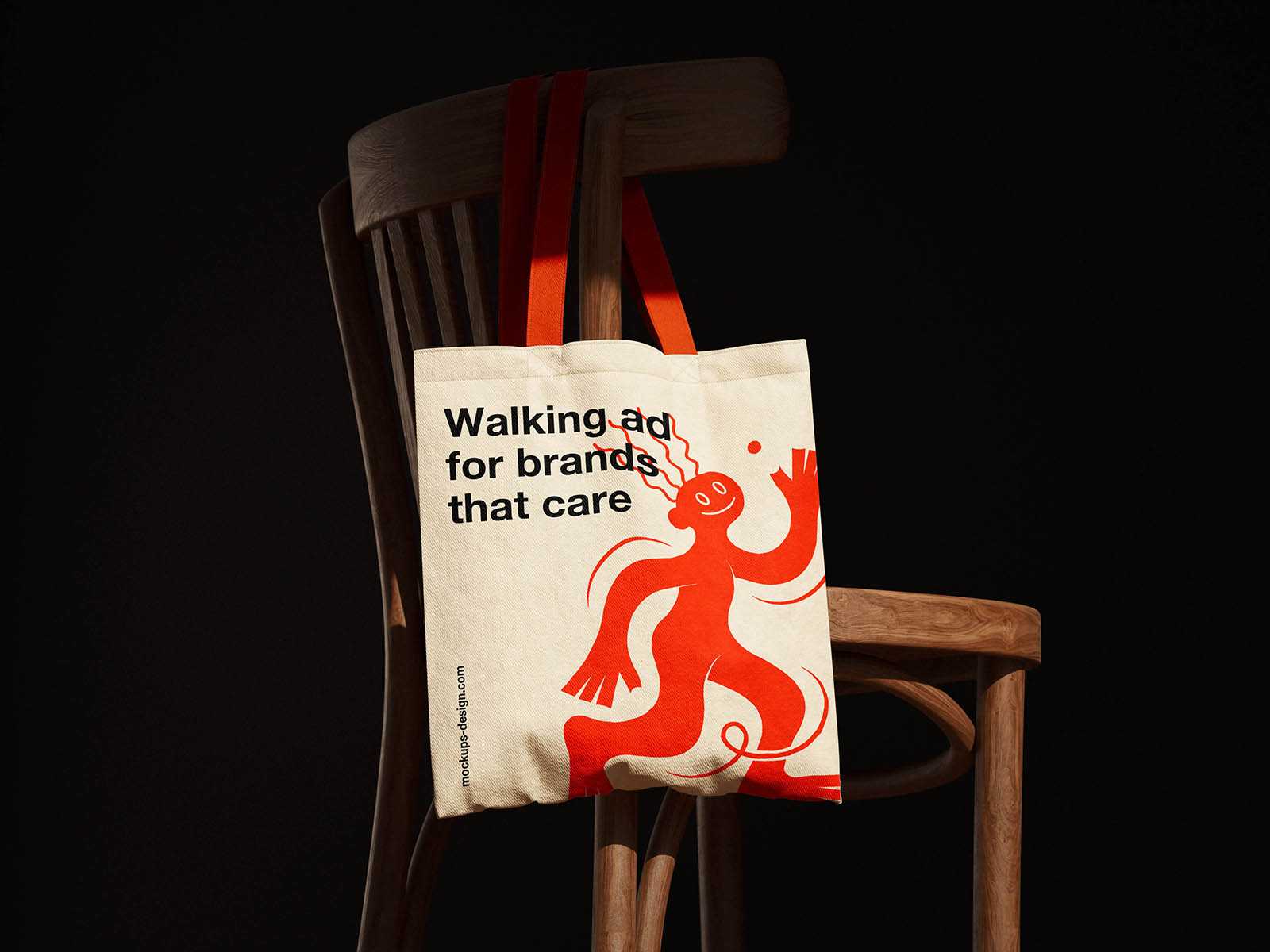 Canvas tote bag on chair mockup