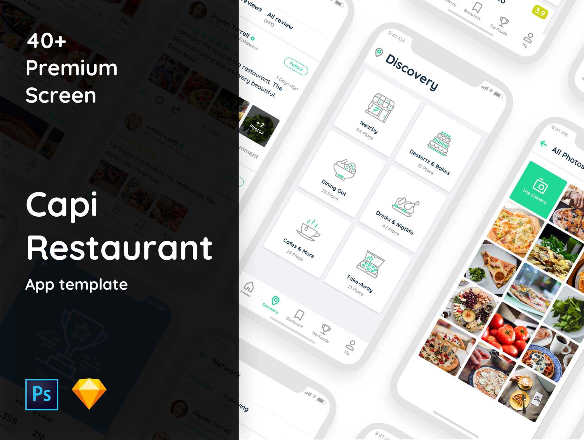 Capi Free IOS Restaurant Ui Kit (PSD, Sketch)