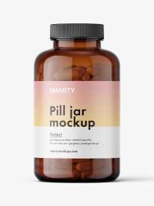 Capsules amber jar mockup