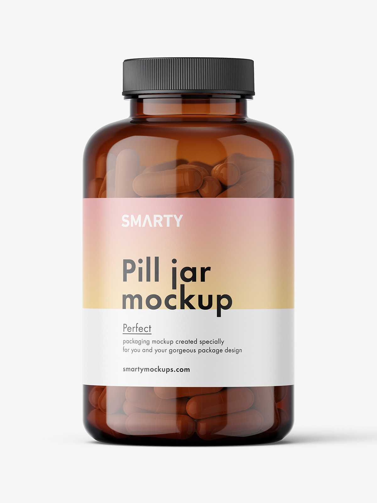 Capsules amber jar mockup