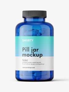 Capsules blue jar mockup