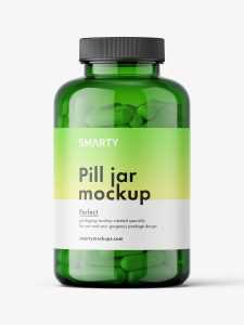 Capsules green jar mockup