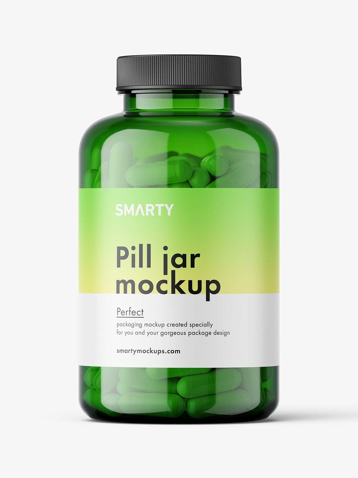 Capsules green jar mockup