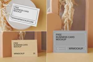 Cards with Paper Figures Mockup