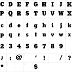 Mapa de caracteres da fonte Carerra Jones Font