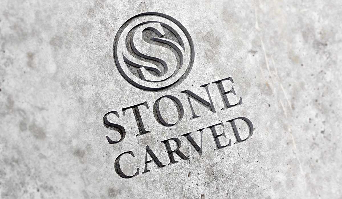 Carved Stone Logo Mockup PSD