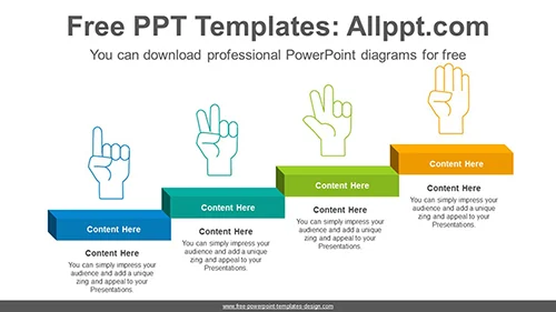 Cascade Finger Numbering PowerPoint Diagram