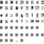 Mapa de caracteres da fonte Causing Massive Font