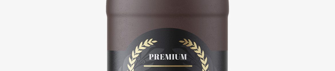 Ceramic beer bottle mockup