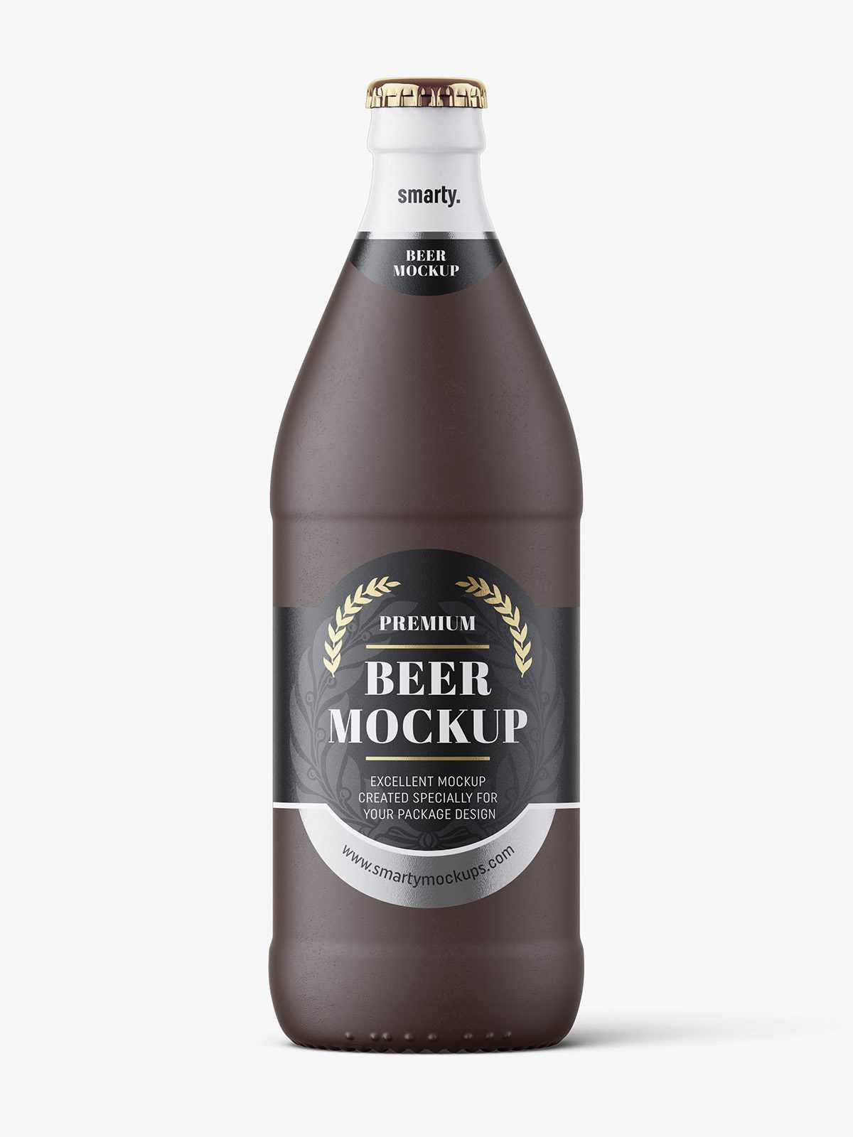Ceramic beer bottle mockup