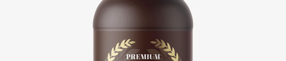Ceramic beer bottle mockup / 330 ml