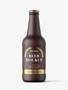 Ceramic beer bottle mockup / 330 ml