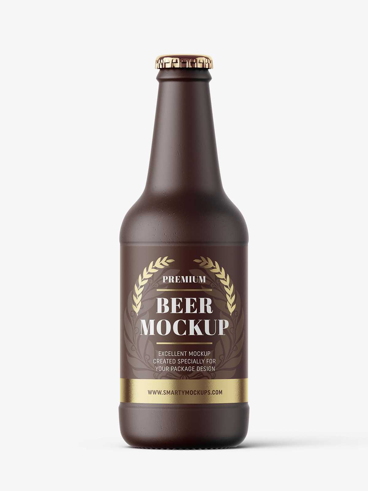 Ceramic beer bottle mockup / 330 ml