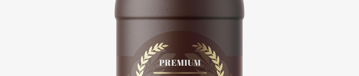 Ceramic beer bottle mockup