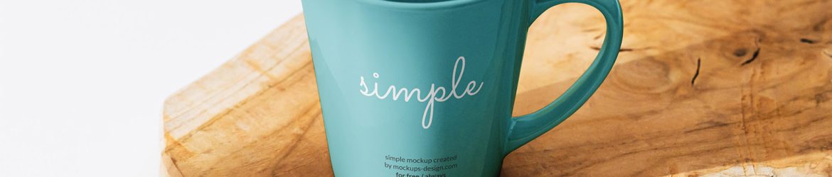 Ceramic mug on a slice of wood mockup