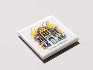 Ceramic stone fridge magnet mockup