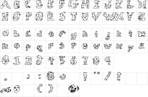 Mapa de caracteres da fonte Chaotic Circuit Font | 1001 Free Fonts
