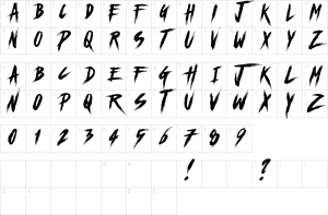 Mapa de caracteres da fonte Chapters Font