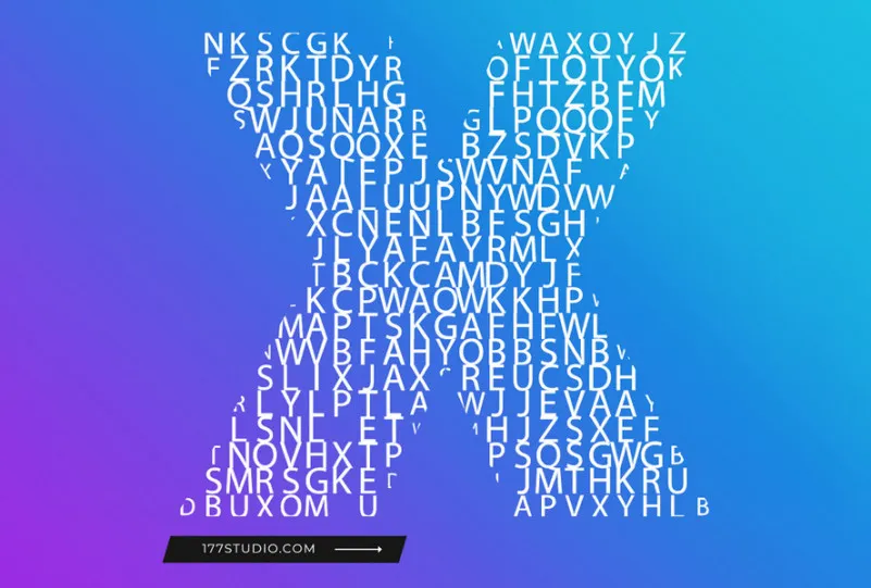 Character with Text Font