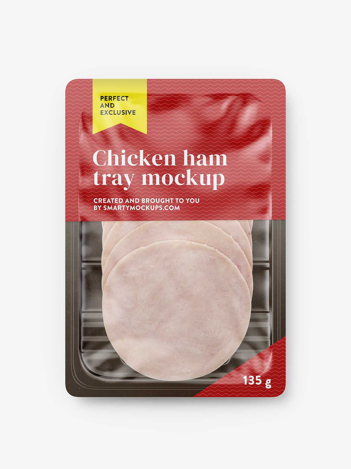 Chicken ham in tray mockup