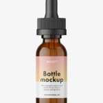Child proof dropper bottle mockup / amber