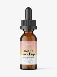 Child proof dropper bottle mockup / amber