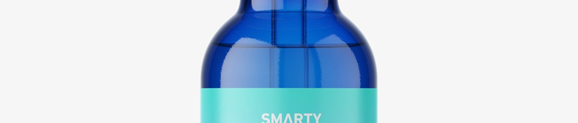 Child proof dropper bottle mockup / blue