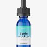 Child proof dropper bottle mockup / blue