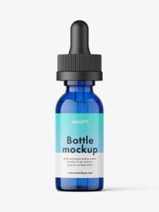 Child proof dropper bottle mockup / blue